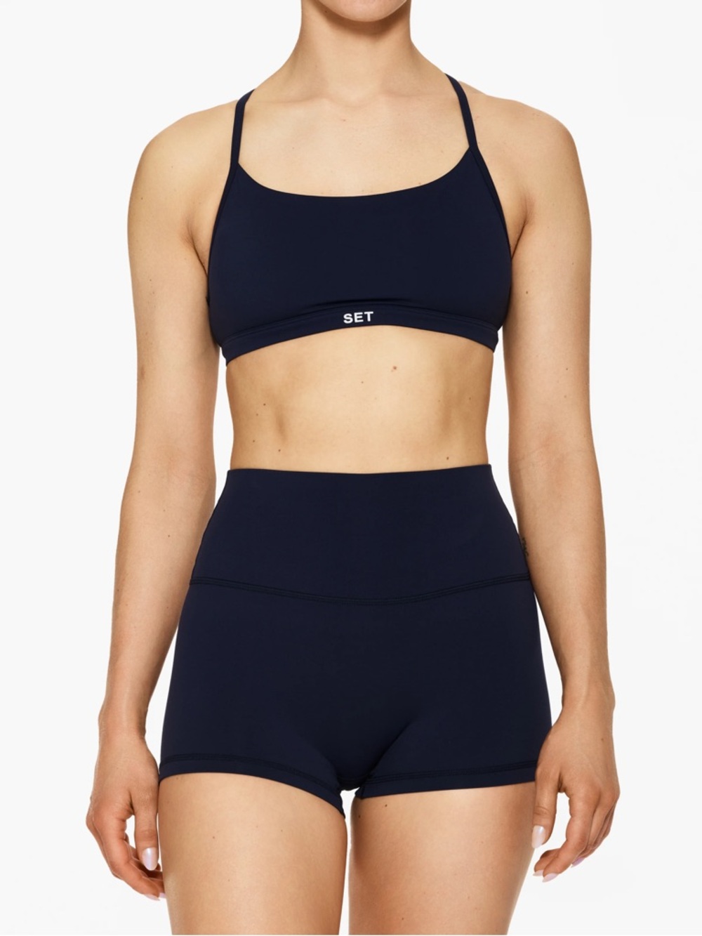SET Active AirLuxe Breathe Y Bra in Navy Blue, Women’s size Small